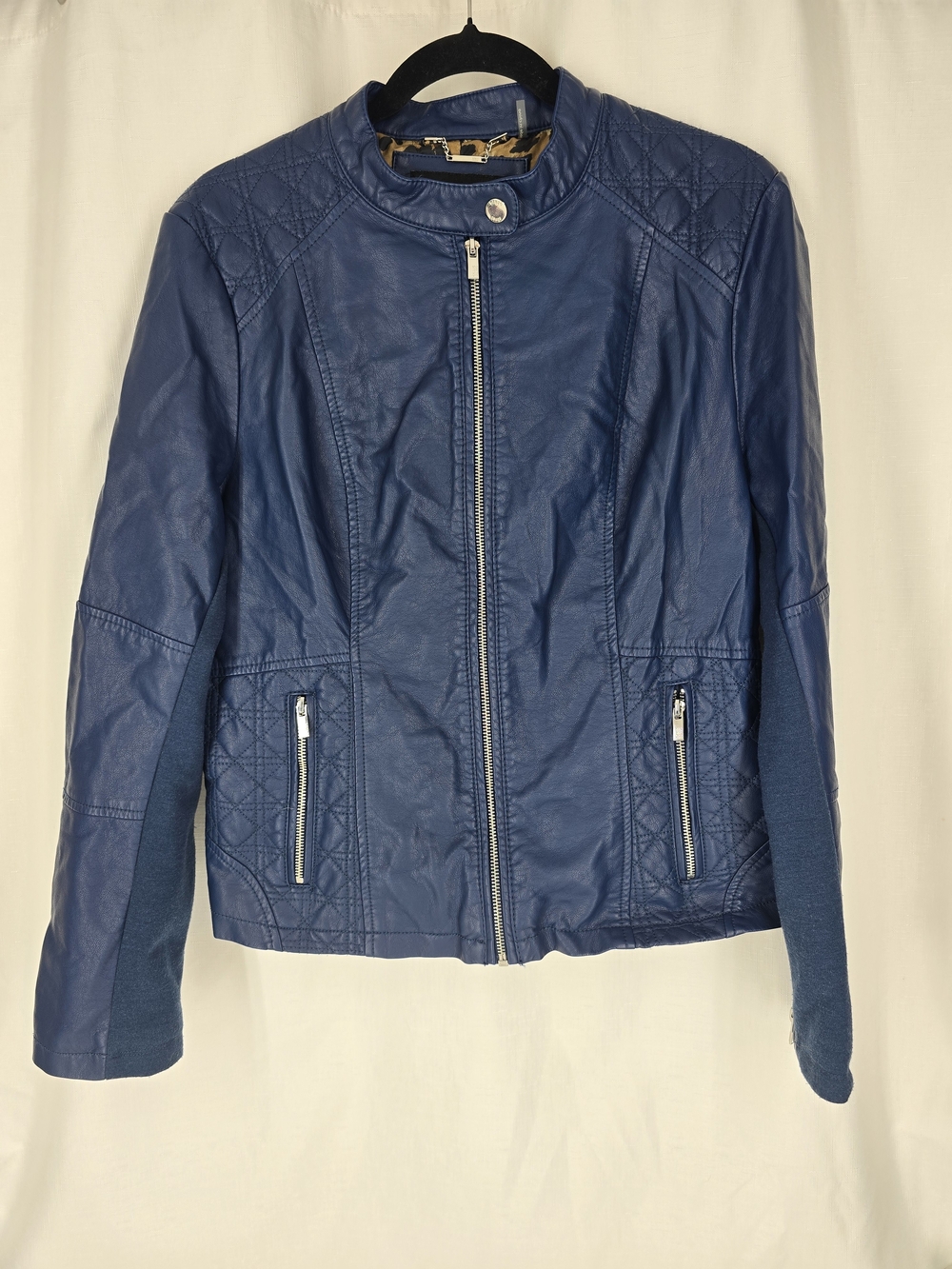 Black Rivet Blue Faux Leather Zip-Up Jacket